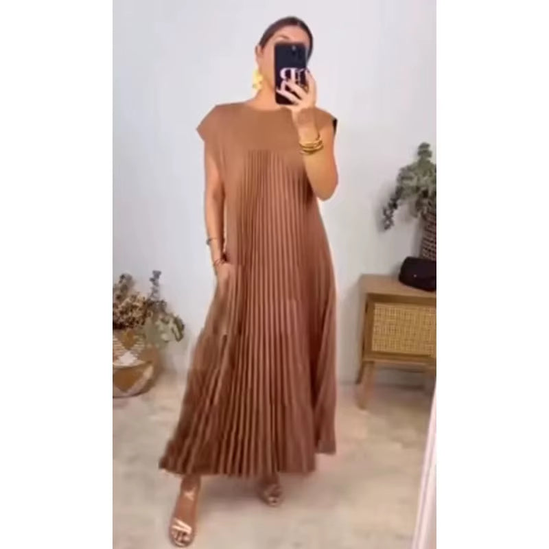 Pleated Sleeveless Dress – Chic, Feminine & Effortless Style for Every Season